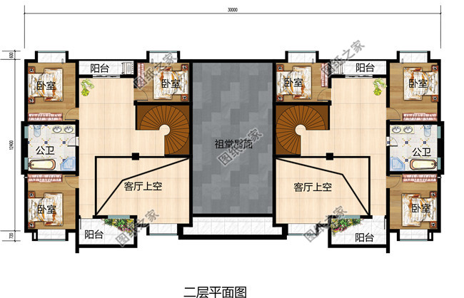 兄弟雙拼別墅設(shè)計(jì)戶型圖及設(shè)計(jì)方案圖，帶外觀效果圖，外觀好看