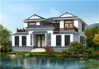 鄉(xiāng)村中式四合院二層別墅設(shè)計(jì)圖，中式韻味十足