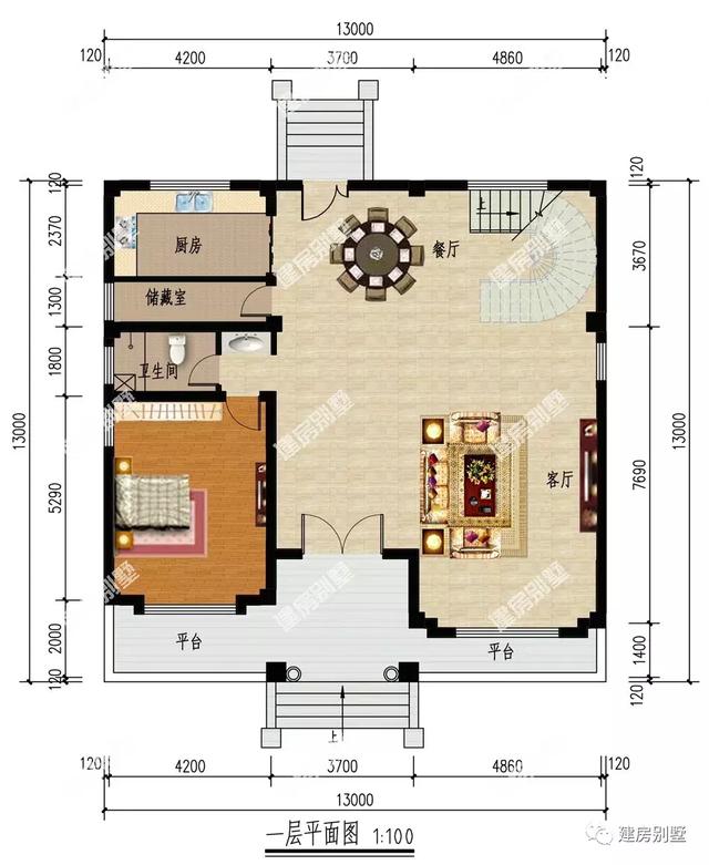 兩棟采用旋轉(zhuǎn)樓梯的農(nóng)村自建房，很有別墅派