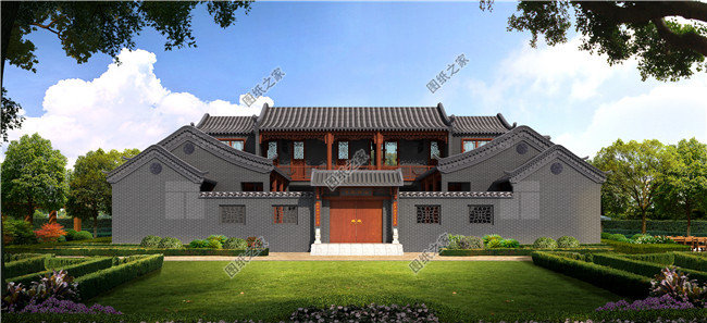 農(nóng)村二層四合院設(shè)計(jì)圖，外觀古樸典雅