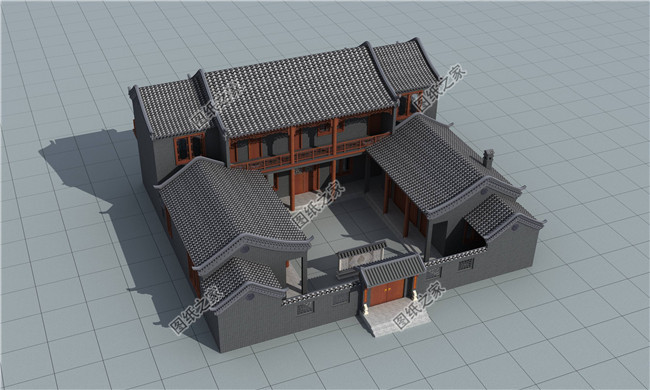 農(nóng)村二層四合院設(shè)計(jì)圖，外觀古樸典雅