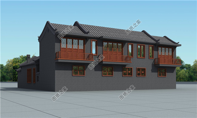 農(nóng)村二層四合院設(shè)計(jì)圖，外觀古樸典雅