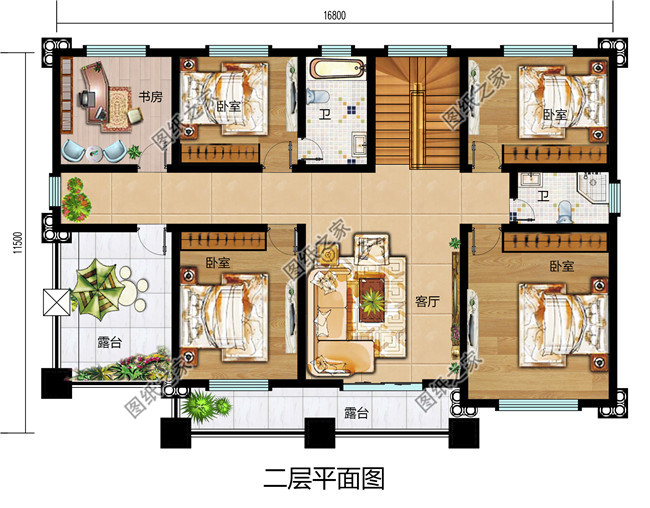 170平方米歐式農(nóng)村兩層小別墅設(shè)計(jì)圖紙帶外觀圖，精致好看
