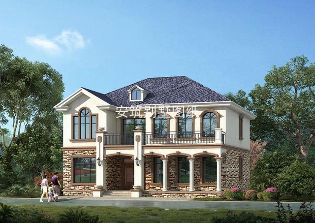 開間13米進深11.3米二層小洋樓別墅設計方案圖，好看