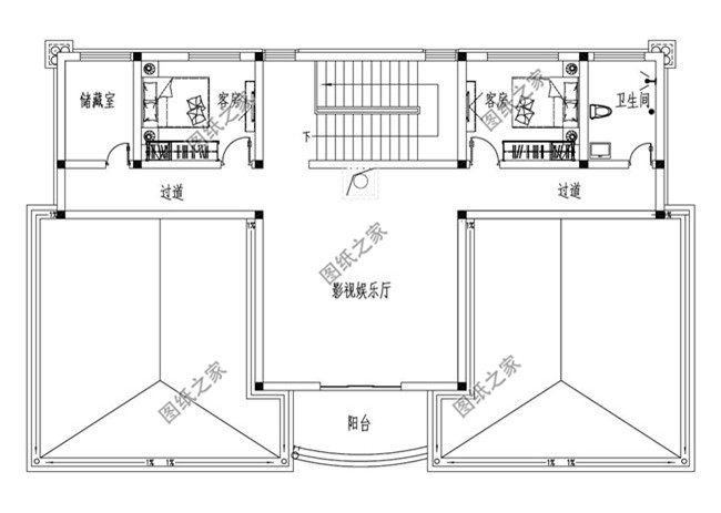 左右對(duì)稱的歐式高端三層別墅設(shè)計(jì)圖，外觀氣派、豪華
