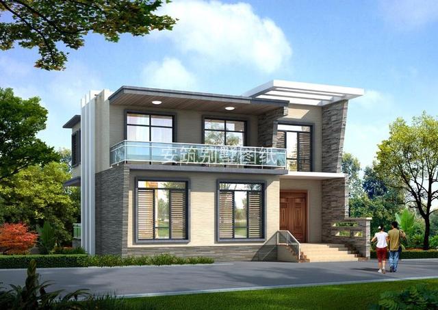 超現(xiàn)代平屋頂二層小洋樓設(shè)計(jì)圖，家里看了都喜歡