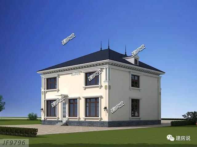 巴洛克風(fēng)別墅戶型設(shè)計圖，復(fù)式樓搭配旋轉(zhuǎn)樓梯