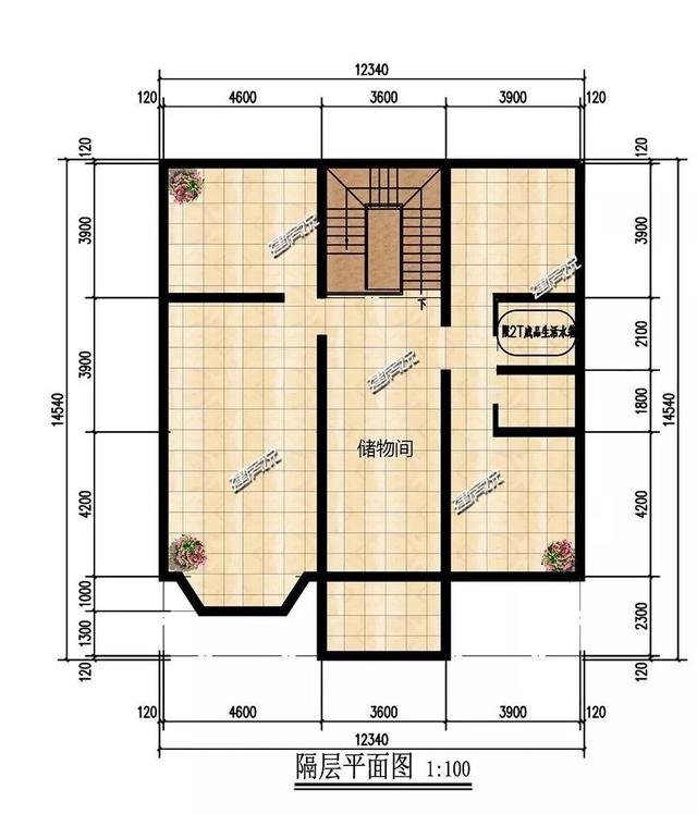巴洛克風(fēng)別墅戶型設(shè)計圖，復(fù)式樓搭配旋轉(zhuǎn)樓梯