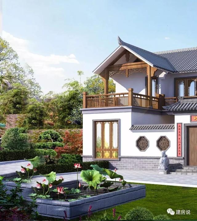 徽派中式別墅二層自建房，帶小院，花小錢，建好房