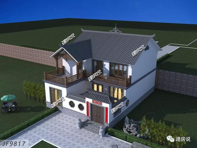 徽派中式別墅二層自建房，帶小院，花小錢，建好房