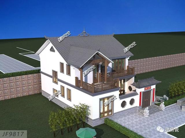 徽派中式別墅二層自建房，帶小院，花小錢，建好房