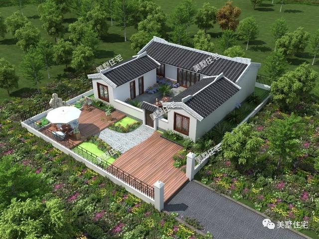 3款一層中式別墅養(yǎng)老房戶型，最低20來萬就能建