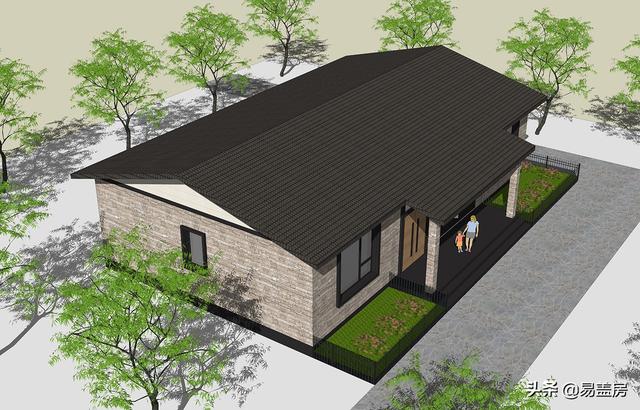 現(xiàn)代一層平房房子設(shè)計方案，四間好戶型