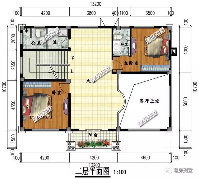 客廳挑空設(shè)計(jì)的農(nóng)村歐式別墅，南北通透，使用落地窗很氣派