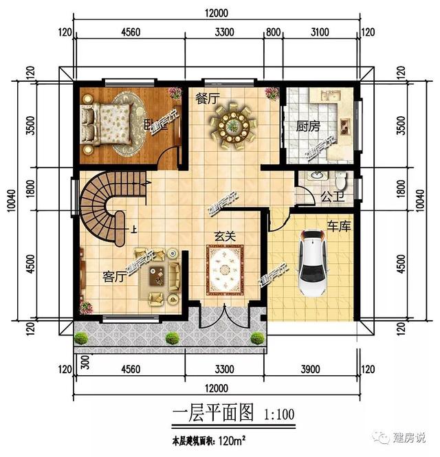 占地120平、32萬就能建好的現(xiàn)代風(fēng)別墅三層戶型圖