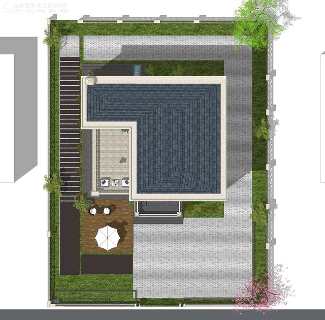 面寬14.0米進深13.5米三層大落地窗別墅圖，好看