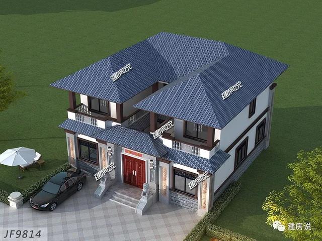 面寬12米的新中式帶內(nèi)院別墅設(shè)計(jì)圖，類四合院風(fēng)格