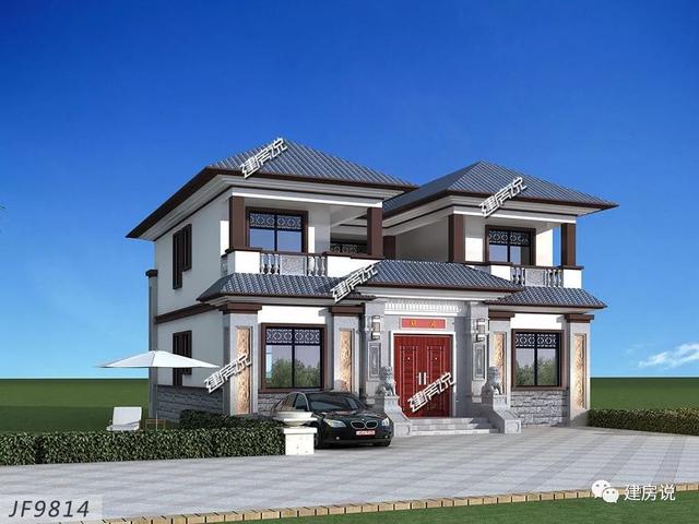 面寬12米的新中式帶內(nèi)院別墅設(shè)計(jì)圖，類四合院風(fēng)格