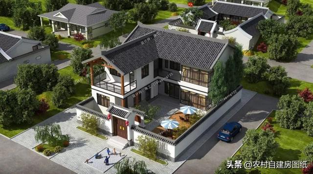 7款帶院子的二層別墅方案，庭院花池涼亭一個(gè)都不能少