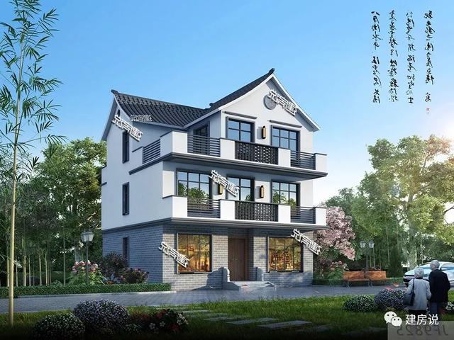 面寬11米中國風(fēng)徽派自建房別墅方案，適合鄉(xiāng)村建