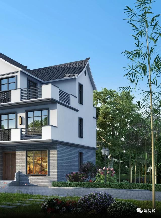 面寬11米中國風(fēng)徽派自建房別墅方案，適合鄉(xiāng)村建