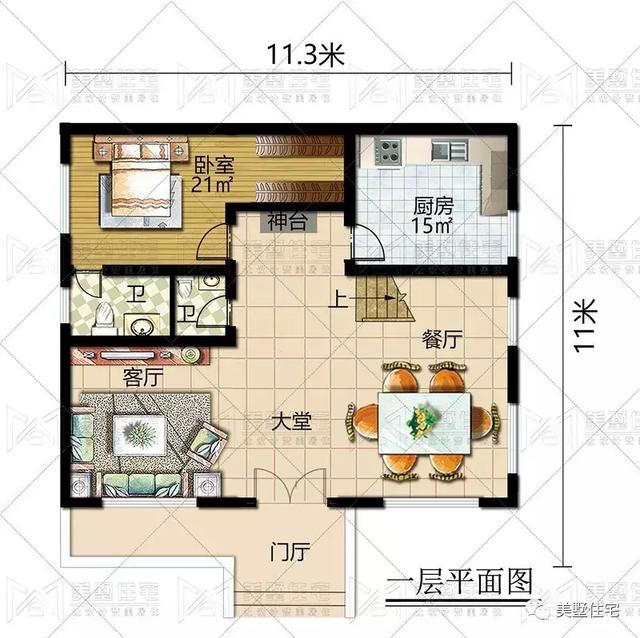 占地125平的七居室3層豪宅設計圖，人多也夠住