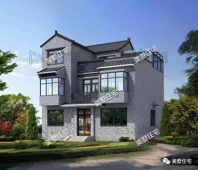 占地100平鄉(xiāng)村小樓圖，陽光房+大露臺，質(zhì)樸簡單