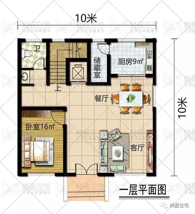 占地100平鄉(xiāng)村小樓圖，陽光房+大露臺，質(zhì)樸簡單