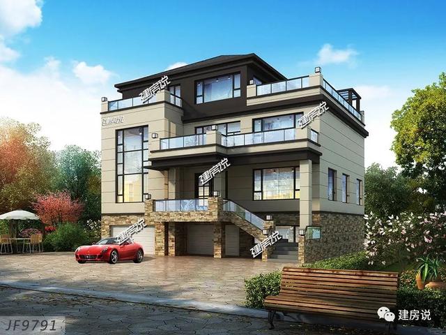 面寬12米占地130平的新中式自建房戶型圖，四層大套房不錯(cuò)