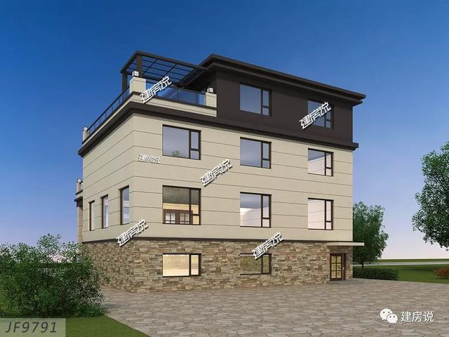 面寬12米占地130平的新中式自建房戶型圖，四層大套房不錯(cuò)