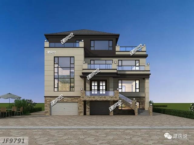 面寬12米占地130平的新中式自建房戶型圖，四層大套房不錯(cuò)