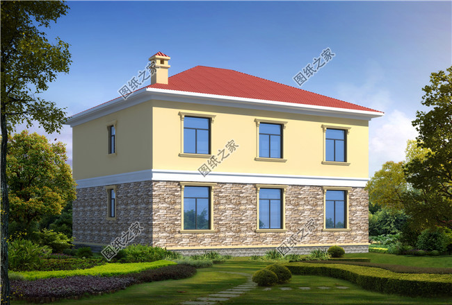 簡單實(shí)用農(nóng)村自建二層別墅設(shè)計(jì)圖，戶型造型簡約好看