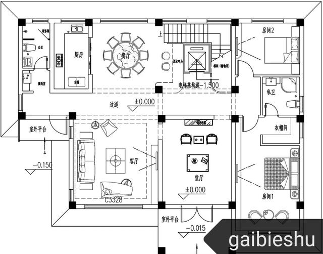16.3m×12.3m三層平屋頂別墅設(shè)計(jì)，框架結(jié)構(gòu)