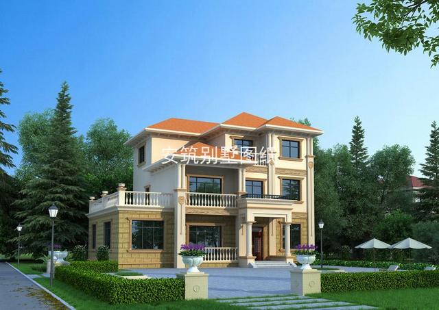 開間16.2米，進深11.7米二層小樓房設(shè)計，35萬能建好主體