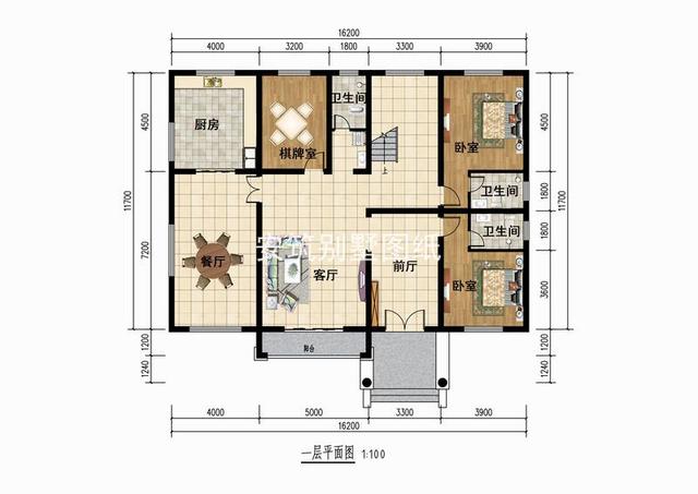 開間16.2米，進深11.7米二層小樓房設(shè)計，35萬能建好主體