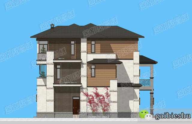 湖南婁底三層雙拼別墅效果圖及平面，外觀大氣