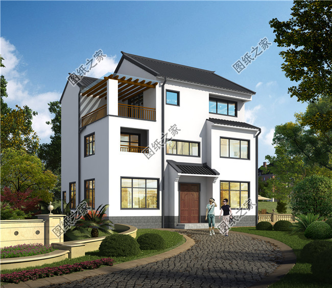 南方新農(nóng)村三層樓房設計圖紙，帶房屋效果圖