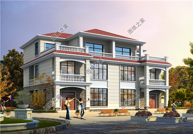 最新三層別墅設(shè)計(jì)圖，歐式雙拼奢華大氣