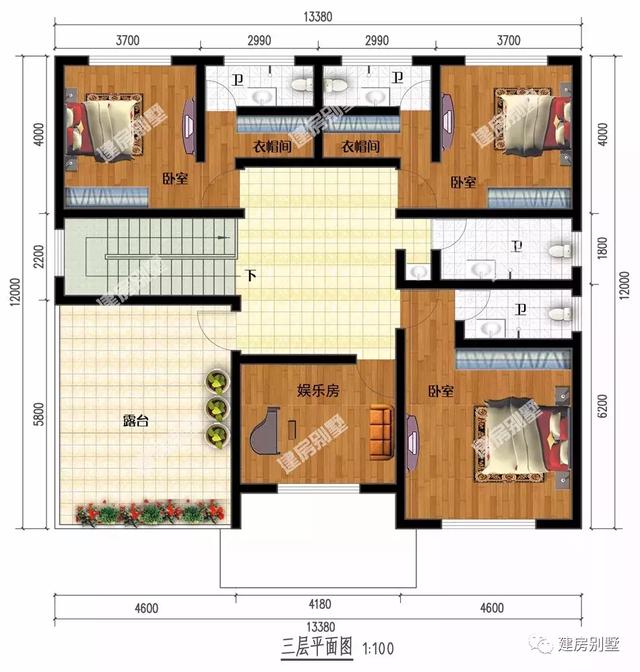 客廳挑空設(shè)計(jì)的兩棟復(fù)式豪宅樓房戶型，第二棟配落地窗
