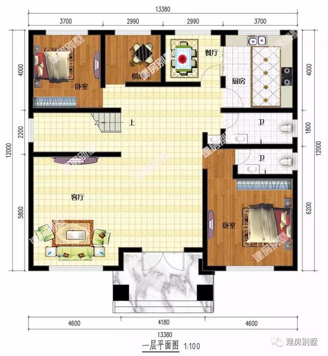 客廳挑空設(shè)計(jì)的兩棟復(fù)式豪宅樓房戶型，第二棟配落地窗