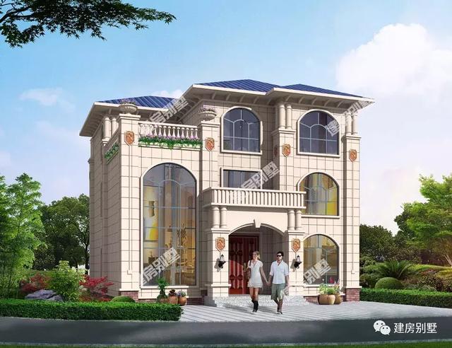 客廳挑空設(shè)計(jì)的兩棟復(fù)式豪宅樓房戶型，第二棟配落地窗