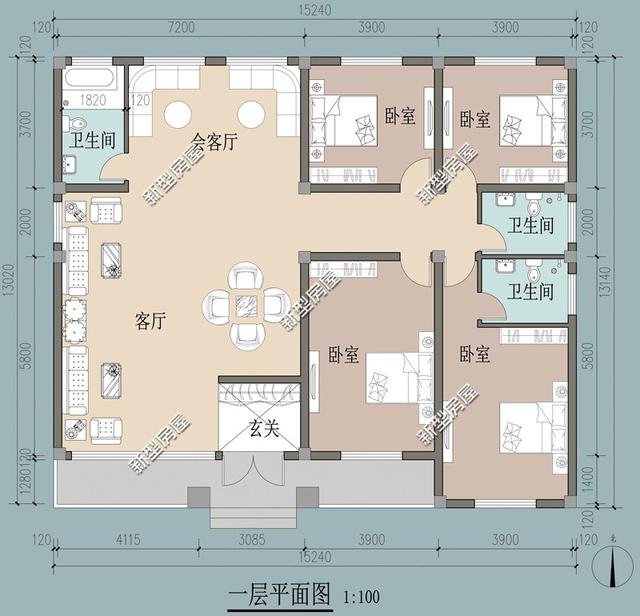 9套農(nóng)村老百姓自建房子的戶型圖，一層、二層都有