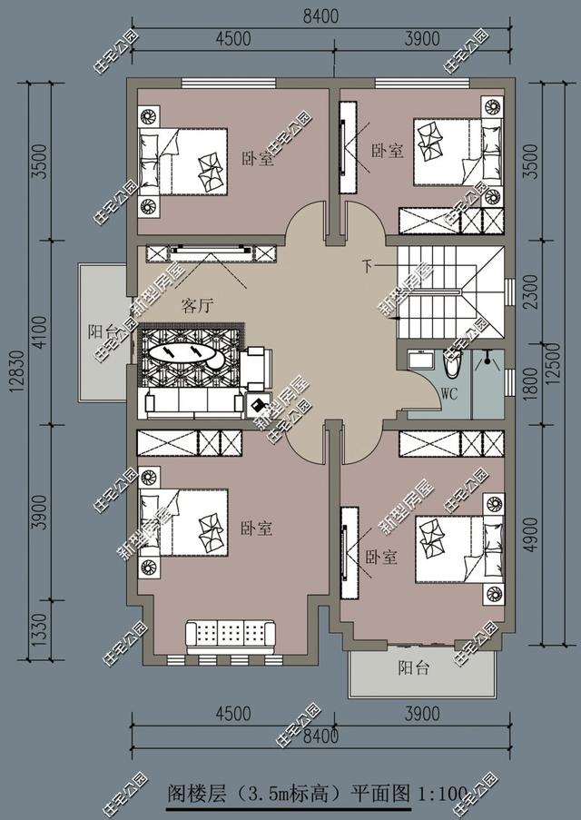 9套農(nóng)村老百姓自建房子的戶型圖，一層、二層都有