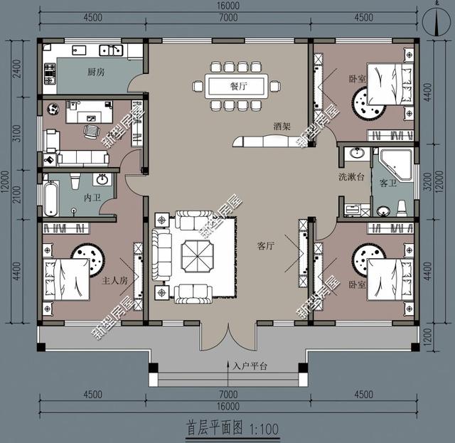 9套農(nóng)村老百姓自建房子的戶型圖，一層、二層都有