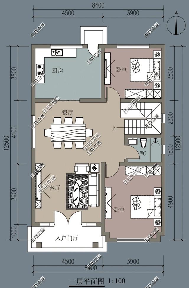 9套農(nóng)村老百姓自建房子的戶型圖，一層、二層都有