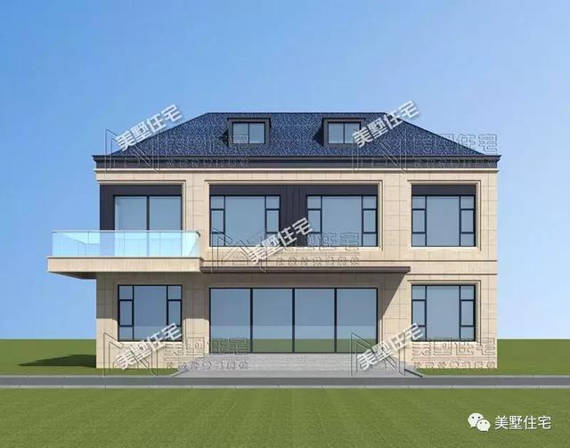 占地147平的簡歐4間二層別墅戶型方案，樓梯有特色