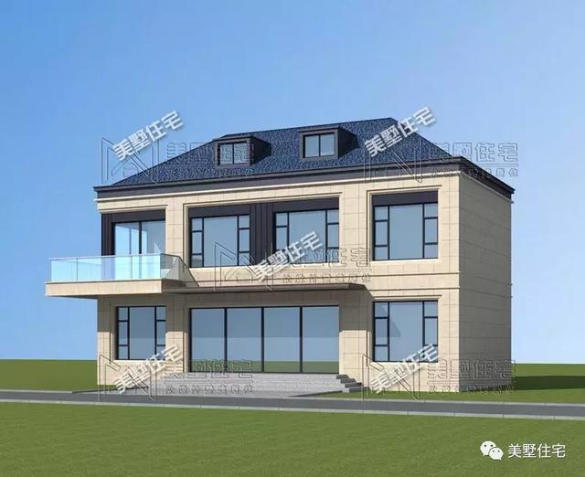 占地147平的簡歐4間二層別墅戶型方案，樓梯有特色