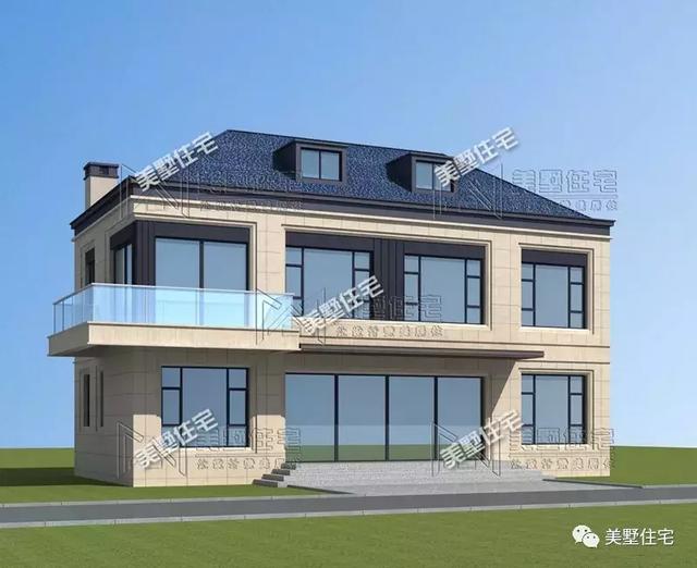 占地147平的簡歐4間二層別墅戶型方案，樓梯有特色