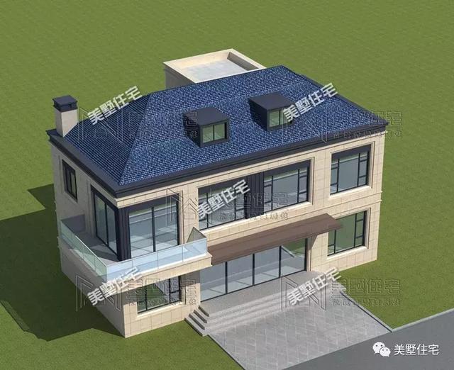 占地147平的簡歐4間二層別墅戶型方案，樓梯有特色