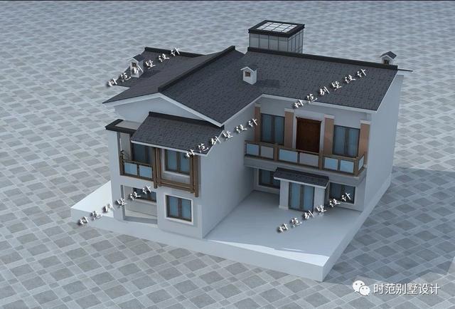 15x13米二層帶庭院中式別墅設(shè)計(jì)，徽派中式典范外觀